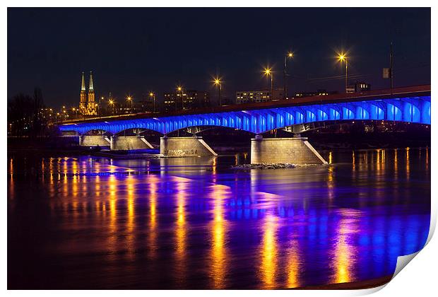 Blue bridge - Warsaw Print by Robert Parma