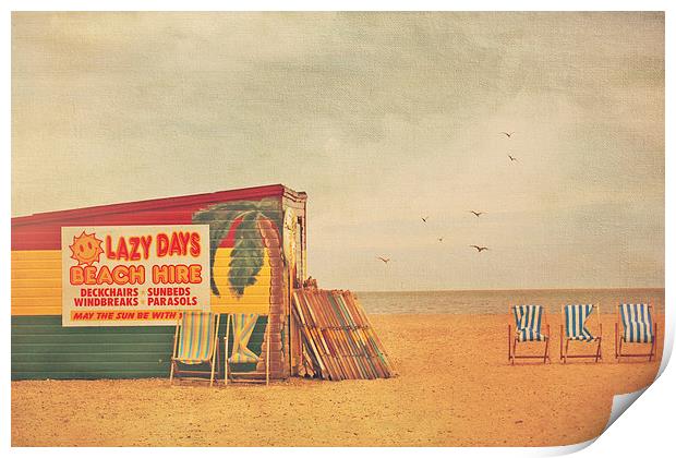 Deckchairs for hire Print by Lesley Mohamad