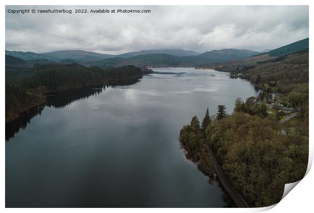 Drone Image Of Loch Ard Print by rawshutterbug 