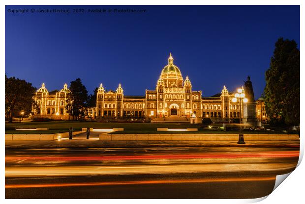 British Columbia Parliament Buildings At Night Print by rawshutterbug 