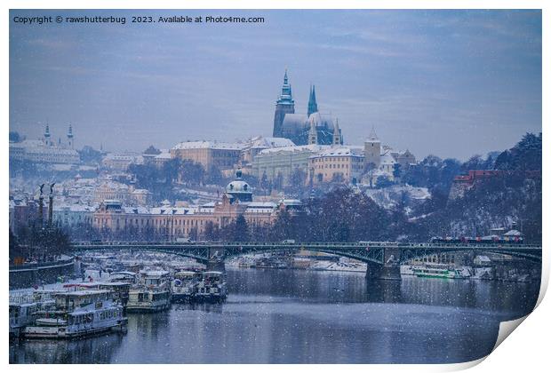 Prague Castle Winter Wonderland Print by rawshutterbug 