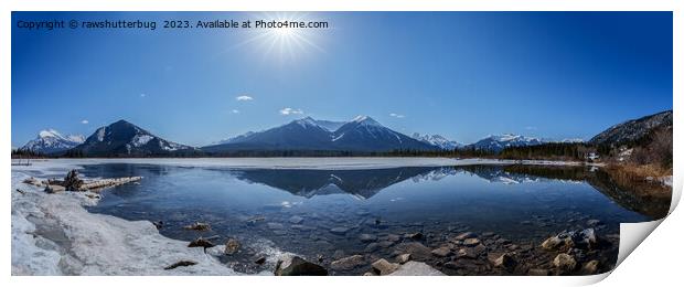 Icy Vermilion Lake Mountain Reflection Panorama Print by rawshutterbug 