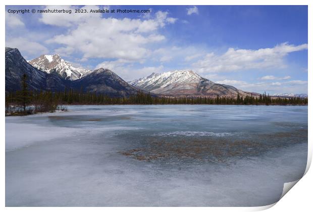 Gargoyle Mountain and Frozen Athabasca River Print by rawshutterbug 