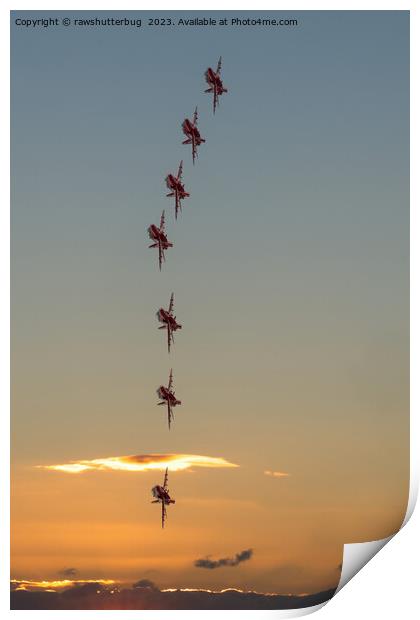 Red Arrows At Sunset Print by rawshutterbug 