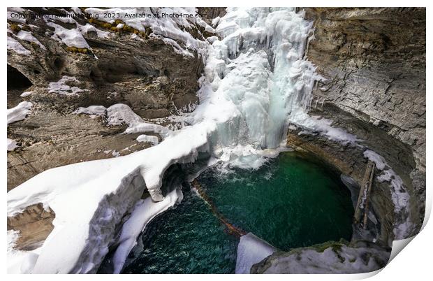 Frozen Falls at Johnson Creek, Alberta Print by rawshutterbug 