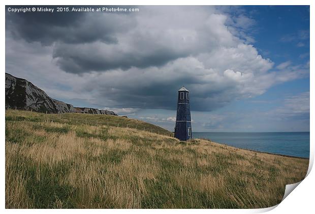 Lighthouse By The Cliffs Of Dover Print by rawshutterbug 