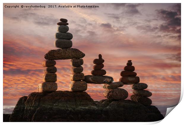 Stone Stack At Sunset Print by rawshutterbug 