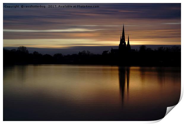 Lichfield Cathedral Sunset Reflection Print by rawshutterbug 