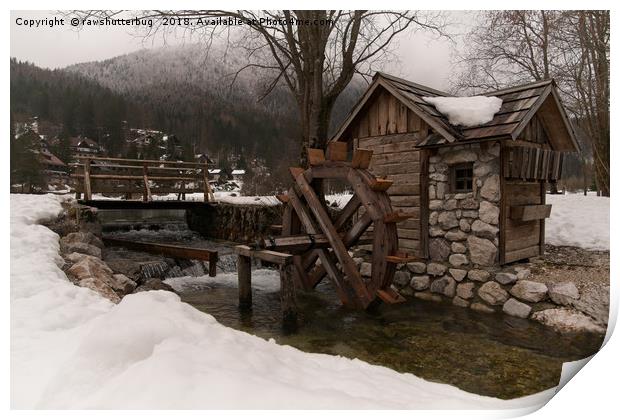 Winter Water Mill At Lake Jasna Print by rawshutterbug 