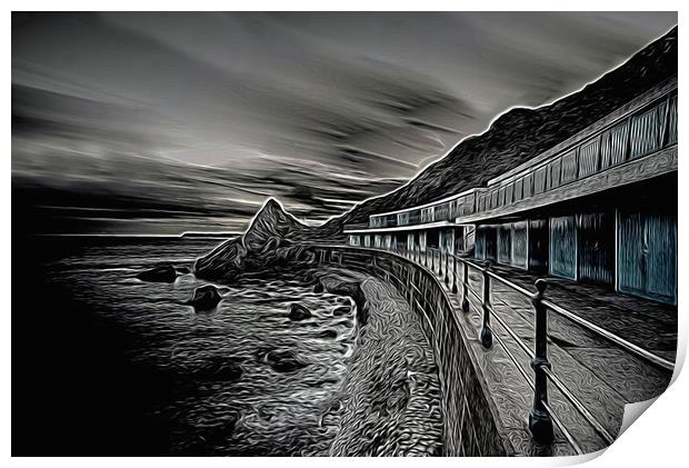  Meadfoot Beach Huts - Digital Print by rawshutterbug 