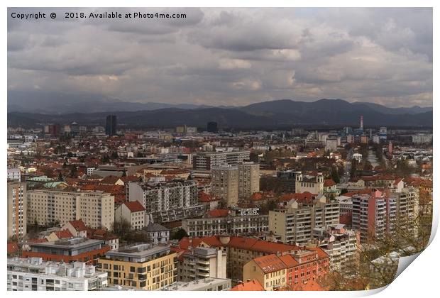 Over The Rooftops of Ljubljana  Print by rawshutterbug 