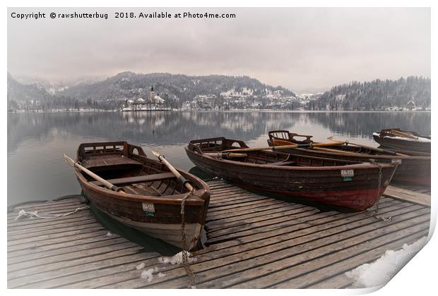 Rowing Boats At The Lake Bled Print by rawshutterbug 
