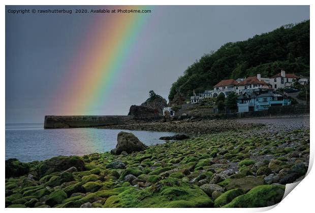 Babbacombe Beach Under A Rainbow Print by rawshutterbug 