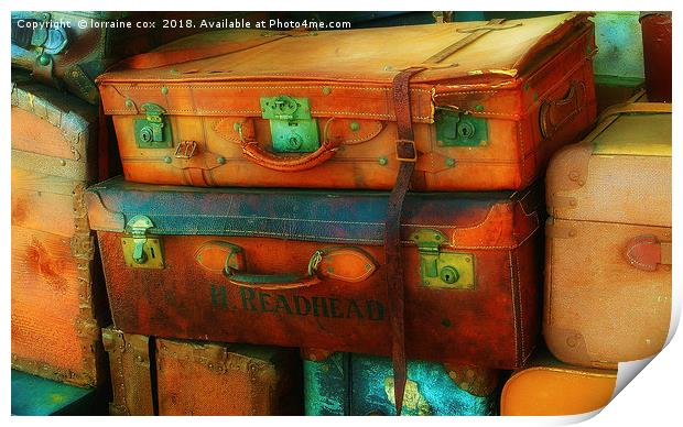 Railway Luggage Print by lorraine cox
