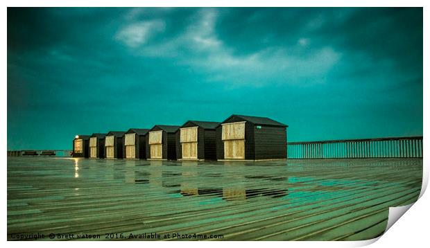 beach huts at hastings pier  Print by Brett watson