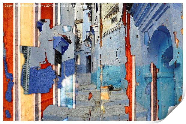  Blue Town Print by Ruta Naujokiene