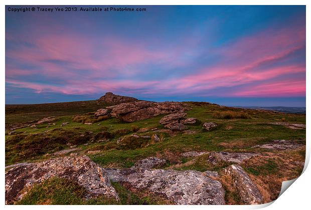 Haytor From Saddle Tor At Sunset. Print by Tracey Yeo