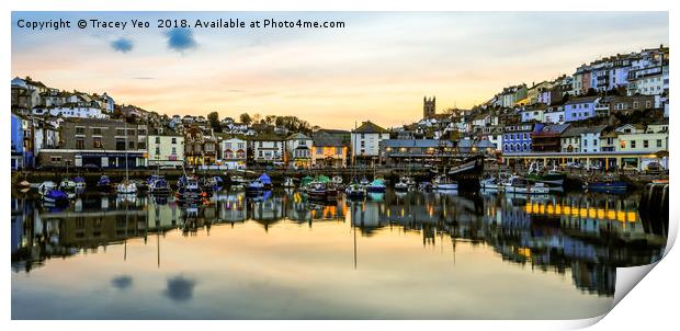 Brixham Harbourside. Print by Tracey Yeo