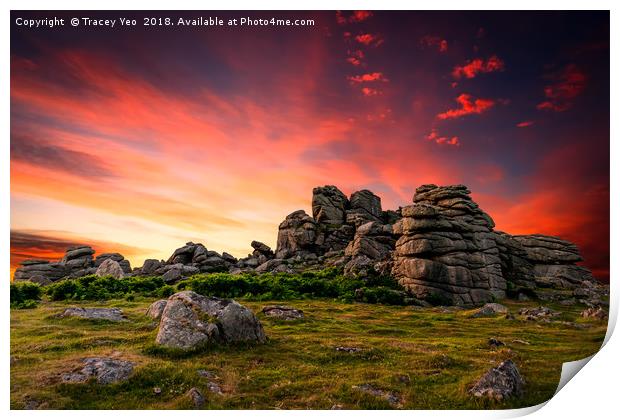 Hound Tor Sunset Print by Tracey Yeo