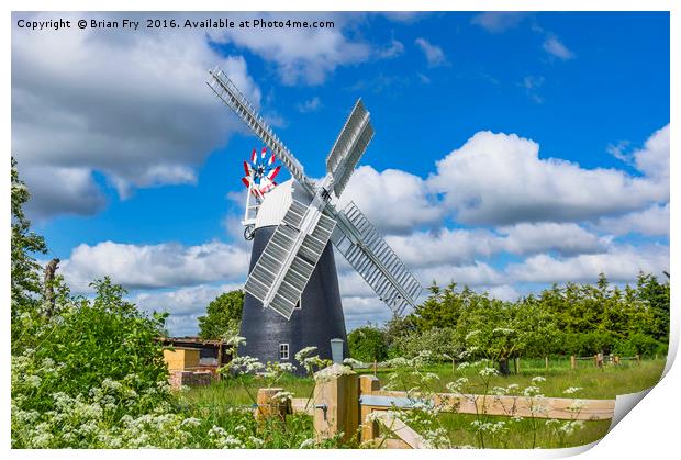 Thelnetham Tower mill Print by Brian Fry