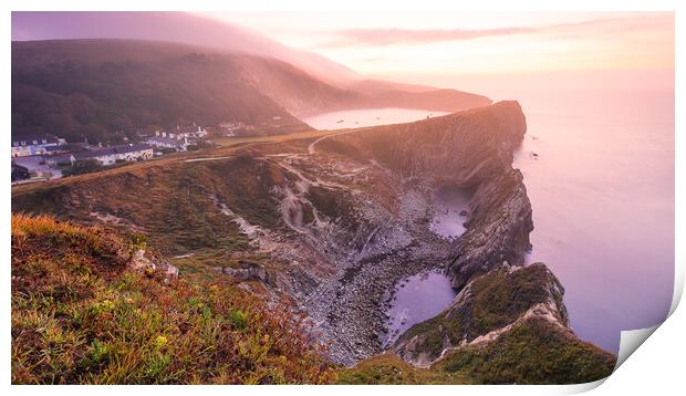 Lulworth Cove & Stair Hole sunrise Print by Kevin Browne