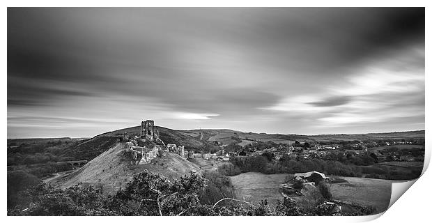 Corfe Castle Under The Clouds Print by Kevin Browne