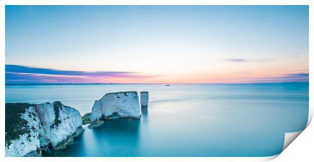 Sunrise at Old Harry Rocks Print by Kevin Browne