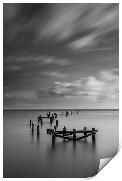 Swanage Old Pier Black & White Print by Kevin Browne