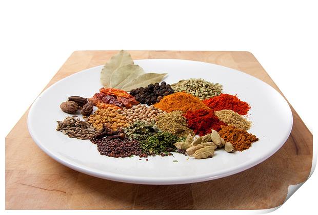 A plate of spices Print by Dean Mitchell