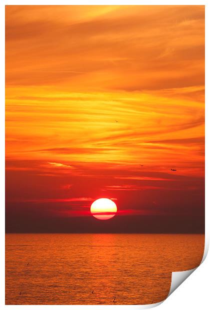 Red Seascape Sunset Print by Dean Mitchell
