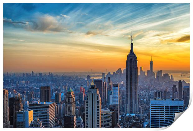 Empire State Sunset Print by Kevin Ainslie
