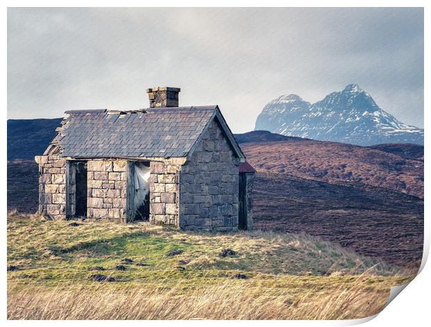 Elphin bothy Print by Kevin Ainslie