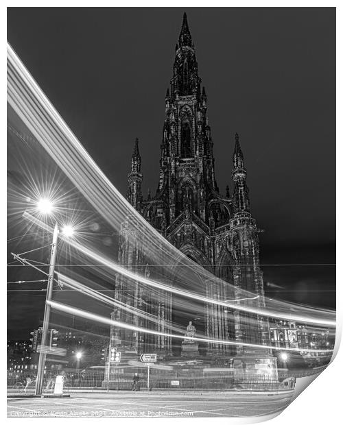 Monument light trails Print by Kevin Ainslie