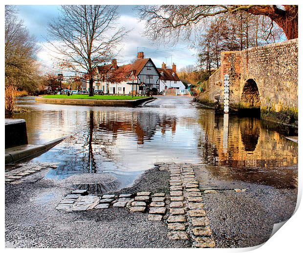 Eynsford, Kent, Ford Print by Leonard Lawday