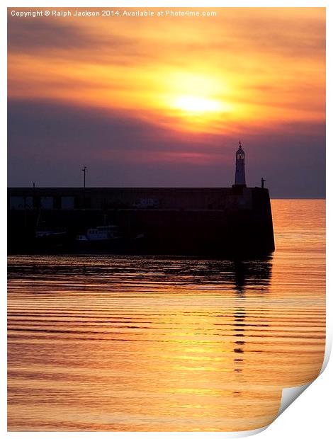  Pier Sunset Print by Ralph Jackson