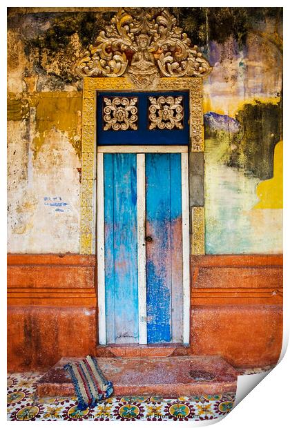 Cambodian Door Print by Dave Bowman
