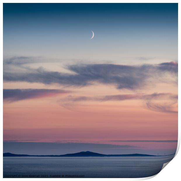 Crescent Moon Over North Uist Print by Dave Bowman