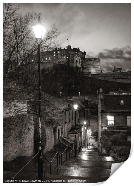 Edinburgh Castle from the Vennel Print by Dave Bowman
