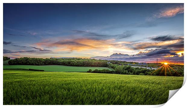  Sunset on Wheatfields in Kent Print by John Ly