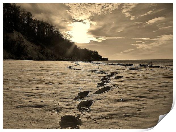 A winters shore walk. Print by Jeffrey Evans