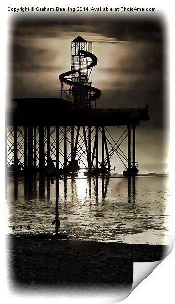 Ghostly Sunset at Herne Bay Print by Graham Beerling