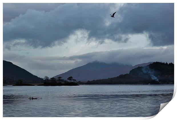 Dusk on a cold wet Scottish day Print by Claire Colston