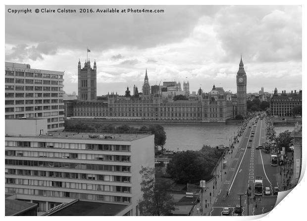 Houses of Parliament BW Print by Claire Colston