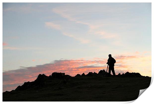 Photographer at sunrise Print by Helen Cooke