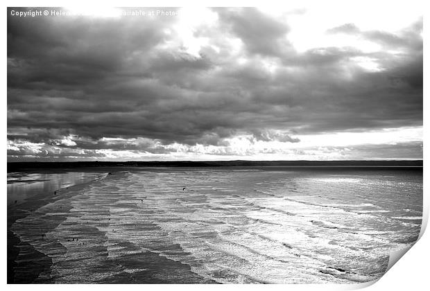 Stormy Saunton sands  Print by Helen Cooke