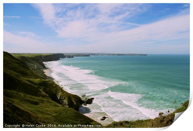 Watergate Bay/ Newquay Print by Helen Cooke