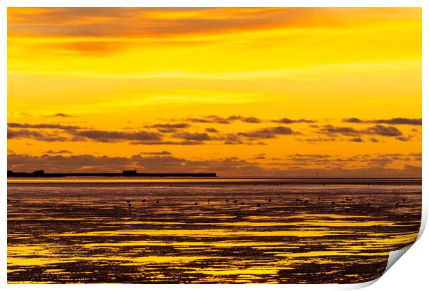 Autumn Sunset over Morecambe Bay (3) Print by Keith Douglas