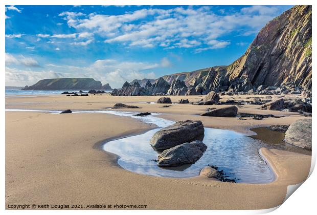 Marloes Sands, Pembrokeshire, at Low Tide Print by Keith Douglas