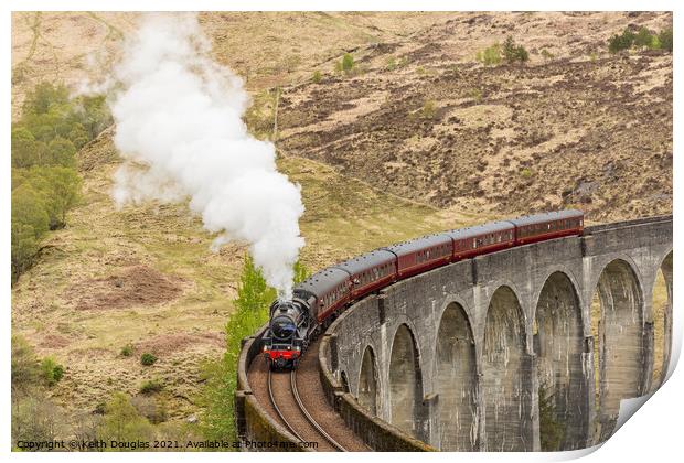 The Jacobite Steam Train on the Glenfinnan Viaduct Print by Keith Douglas