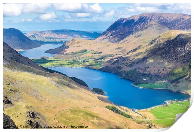 Buttermere and Crummock Water from Haystacks Print by Keith Douglas